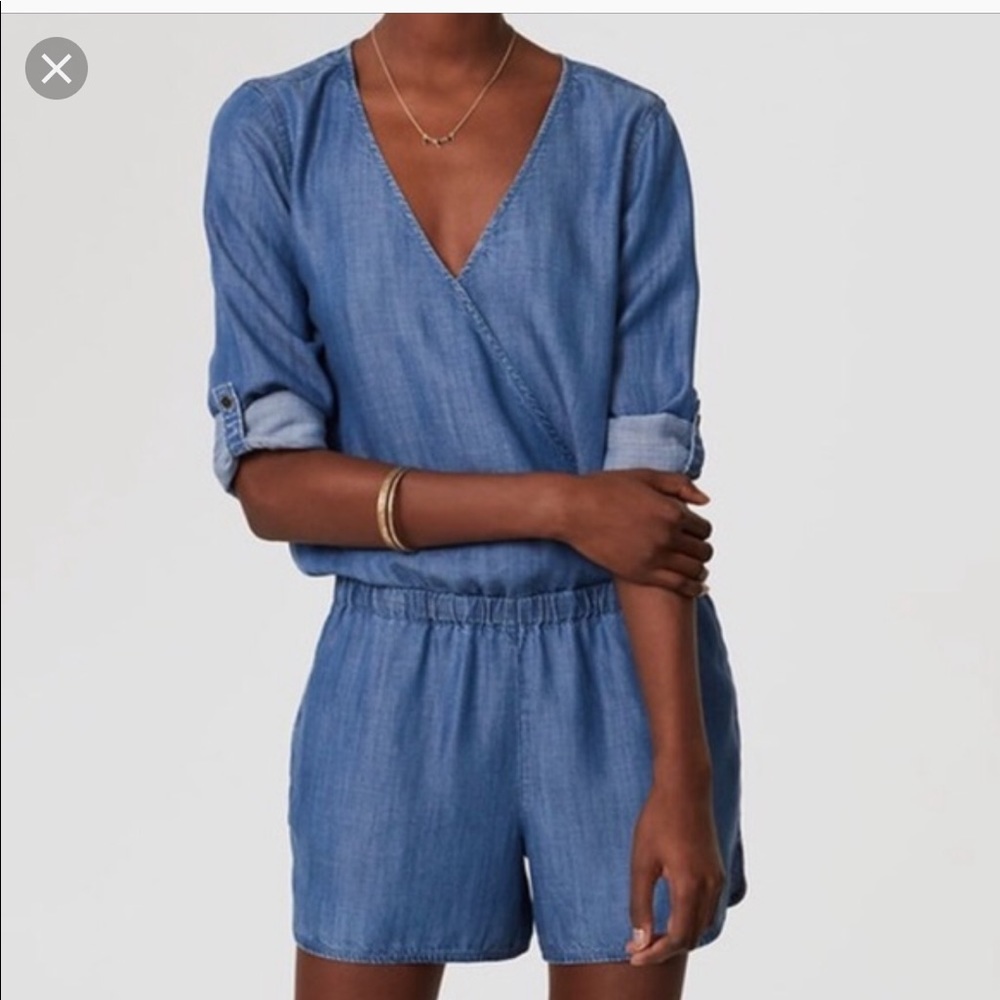 LOFT Denim Romper with button closure